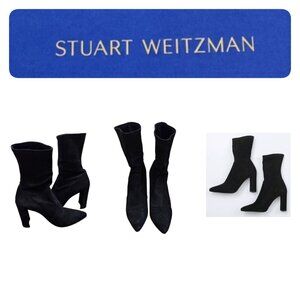 Stuart Weitzman Clinger Black Suede Booties - Size 9.5 M